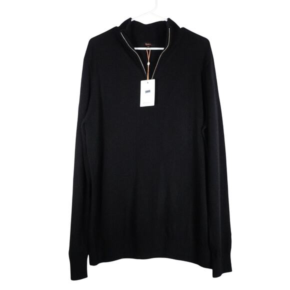 New Quince Men’s Black Mongolian Cashmere Quarter Zip Sweater Luxury XL 3505 - Picture 1 of 9